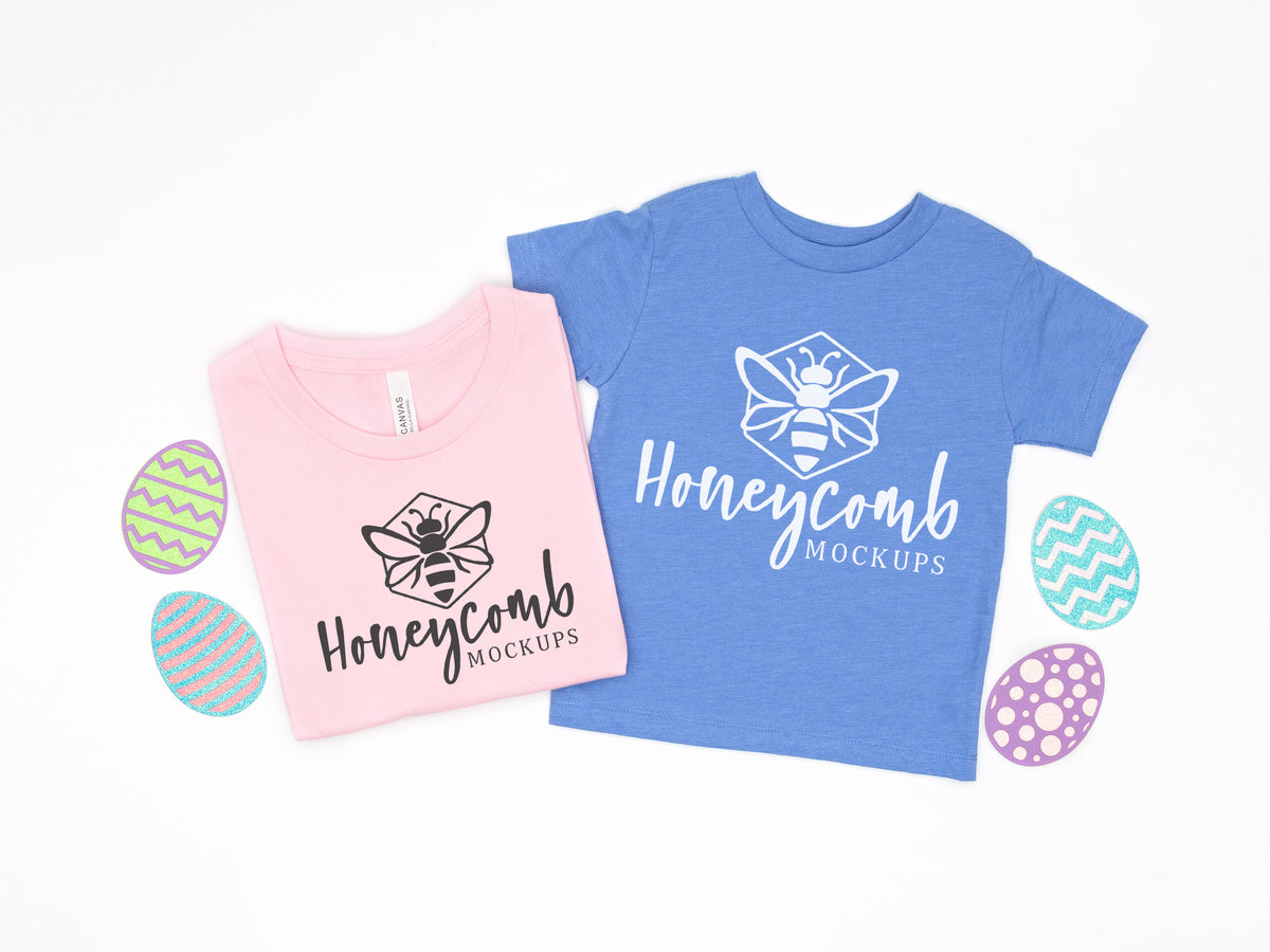 Bella Canvas 3001 and 3001T | Pink and Heather Columbia Blue | Easter | Mommy and Me | SKU1103