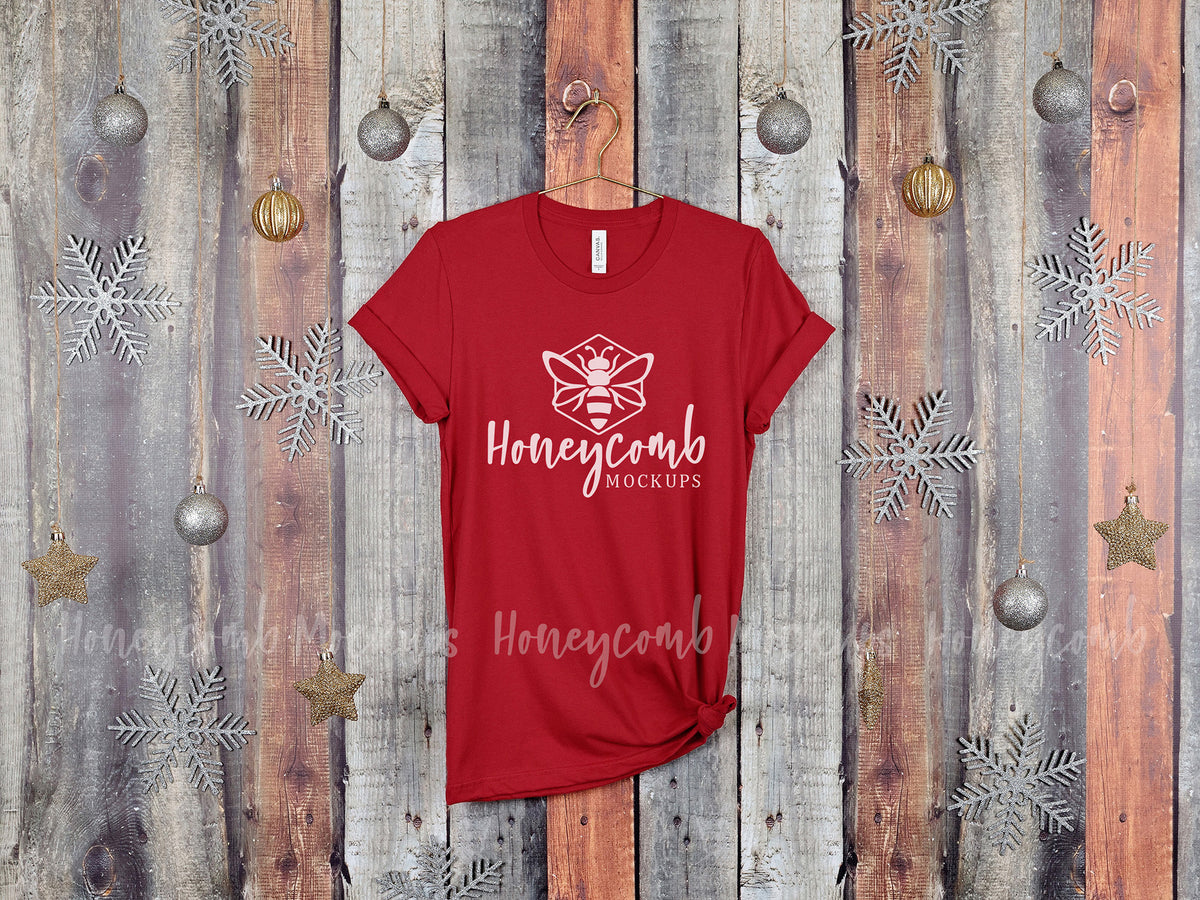 Bella Canvas 3001 T-Shirt | Canvas Red | Christmas | Hanging | SKU2142