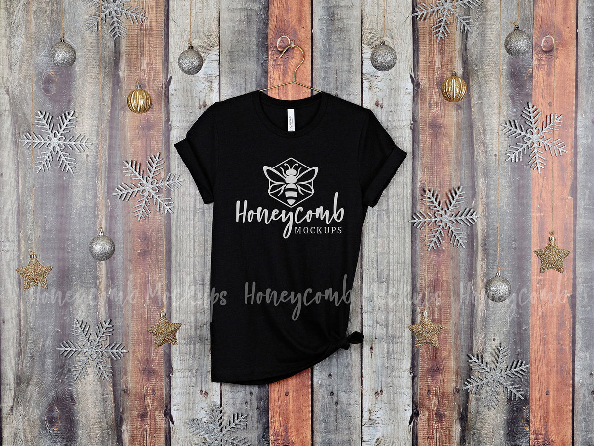 Bella Canvas 3001 T-Shirt | Heather Black | Christmas | Hanging | SKU2144