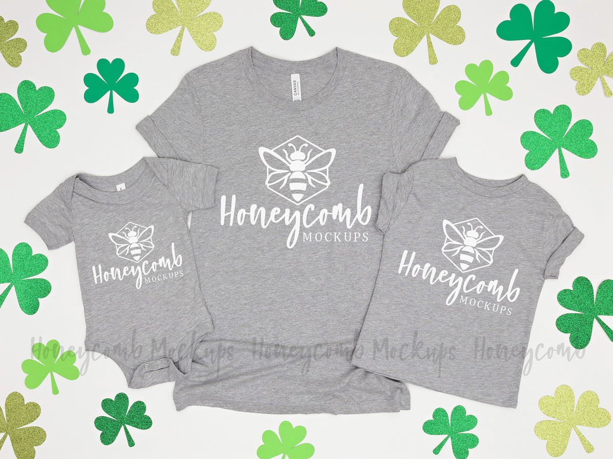 Bella Canvas 100B, 3001T and 3001 | Athletic Heather | St Patricks Day | Mommy and Me | SKU2104