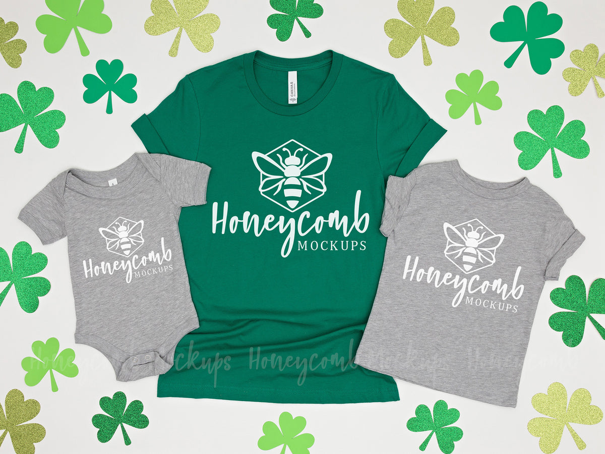 Bella Canvas 100B, 3001T and 3001 | Athletic Heather and Kelly | St Patricks Day | Mommy and Me | SKU2105