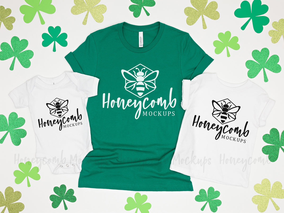 Bella Canvas 100B, 3001T and 3001 | White and Kelly | St Patricks Day | Mommy and Me | SKU2109