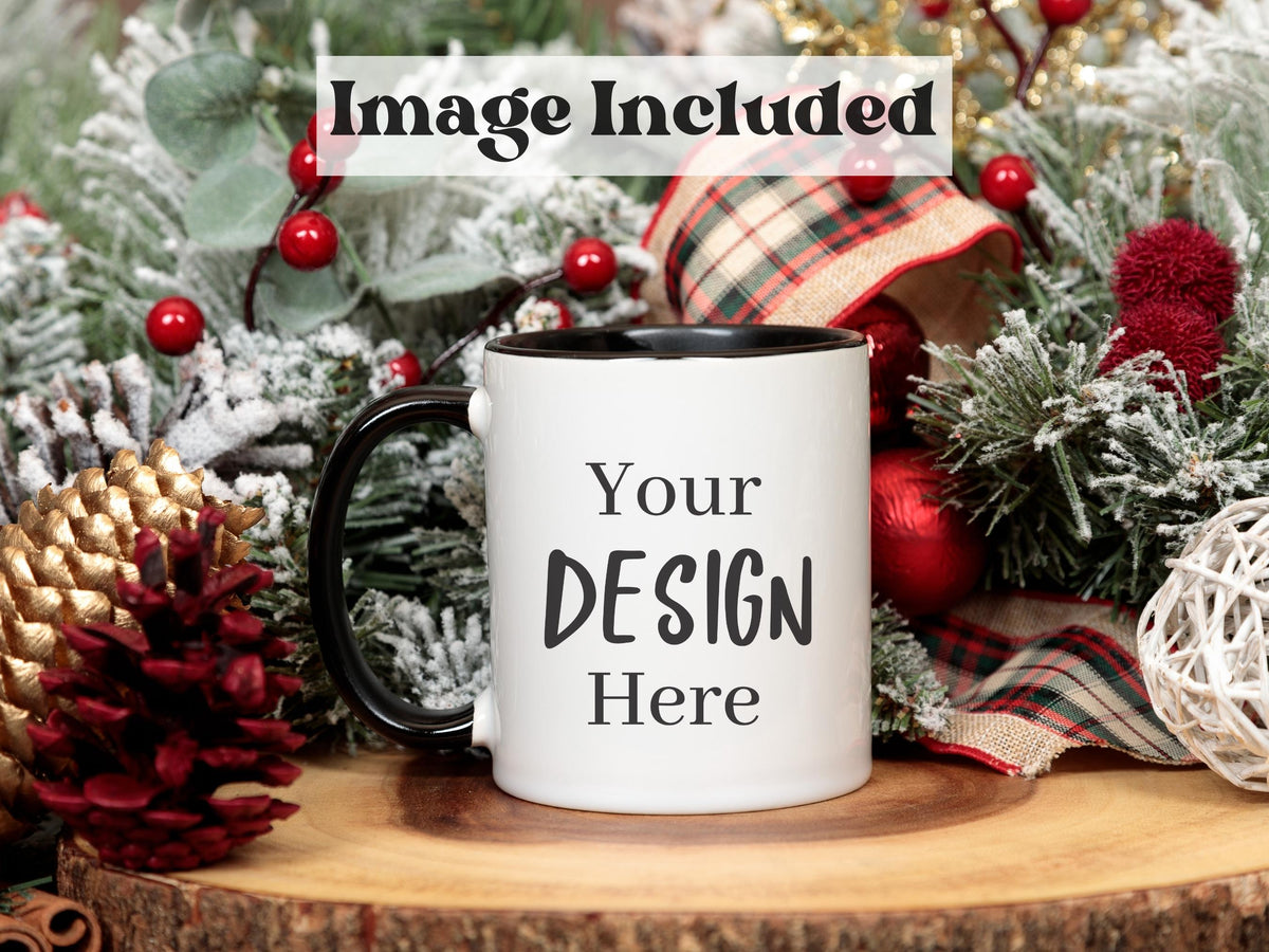 11 Ounce Accent Mug | White/Black | Christmas | Video Mockups | SKU2607