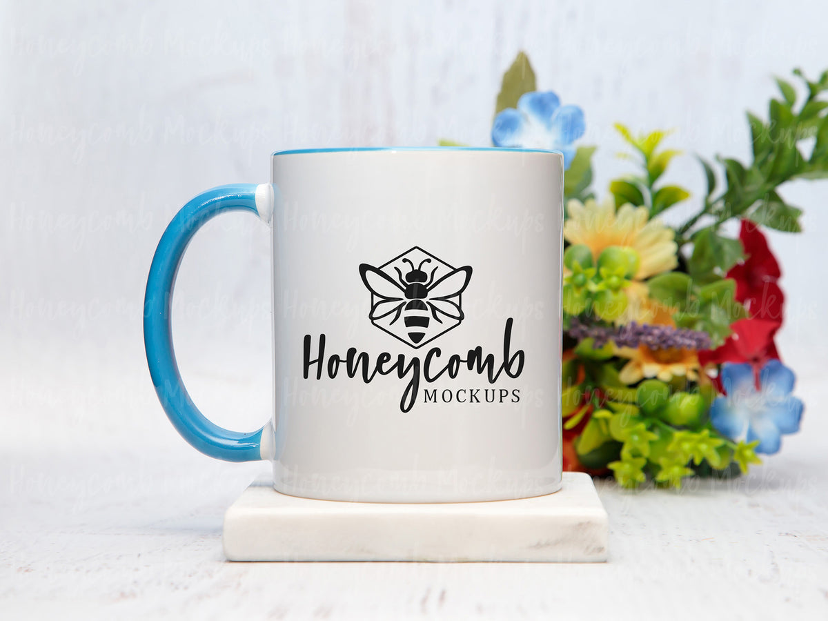 11 Ounce Accent Mug | White/Blue | SKU2685
