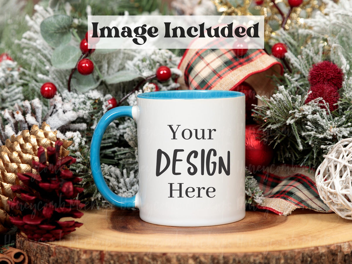 11 Ounce Accent Mug | White/Blue | Christmas | Video Mockups | SKU2608