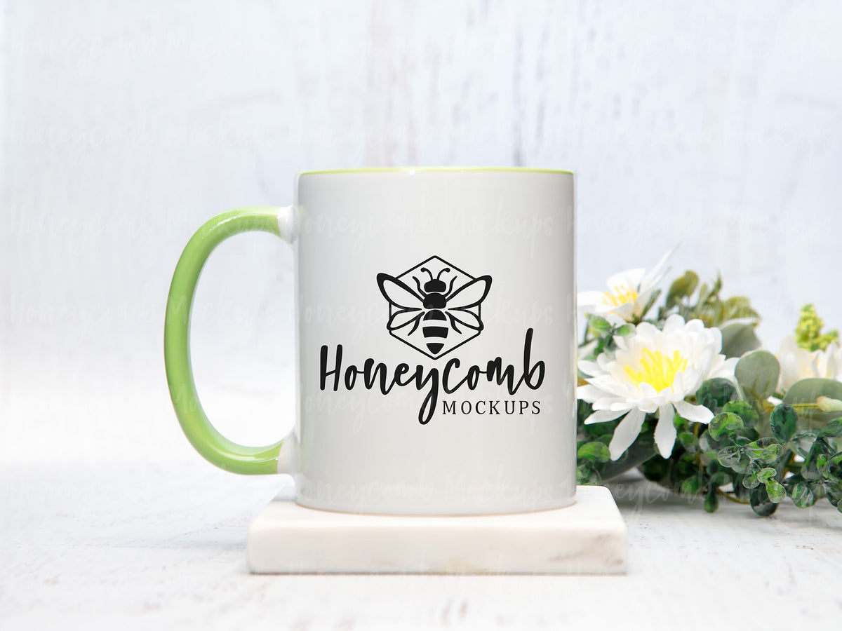 11 Ounce Accent Mug | White/Green | SKU2686