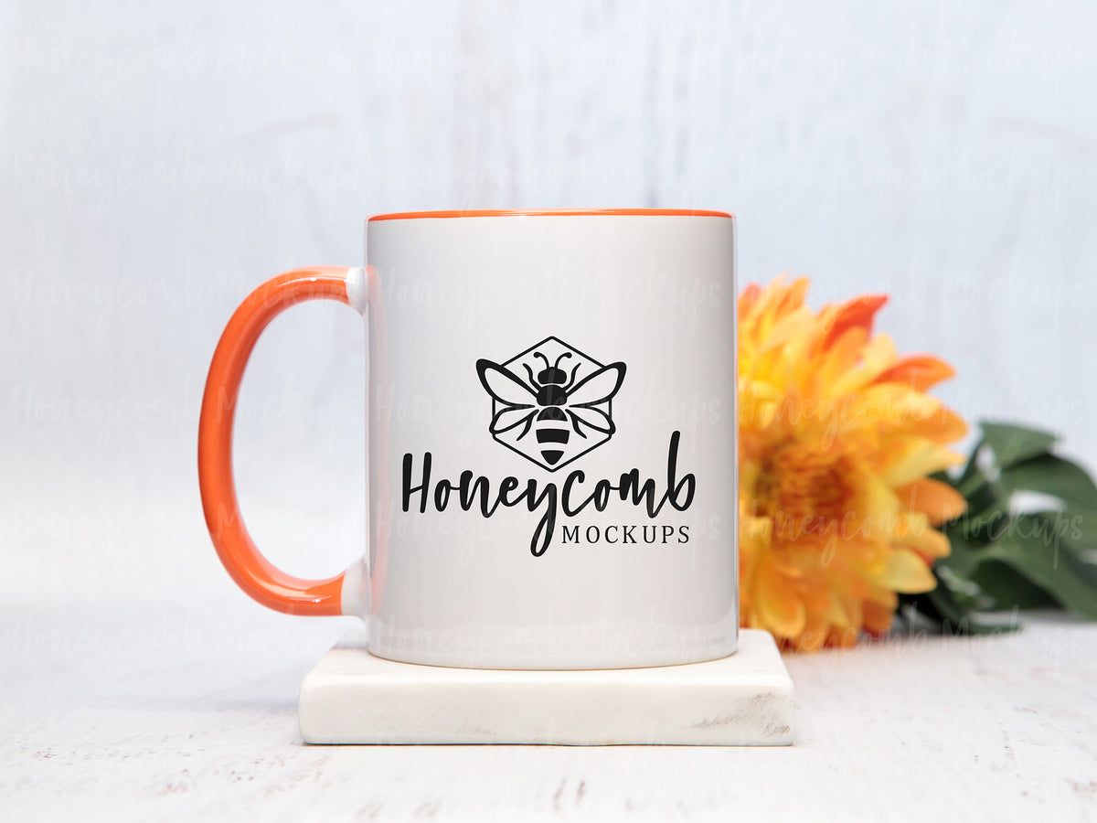 11 Ounce Accent Mug | White/Orange | SKU2688