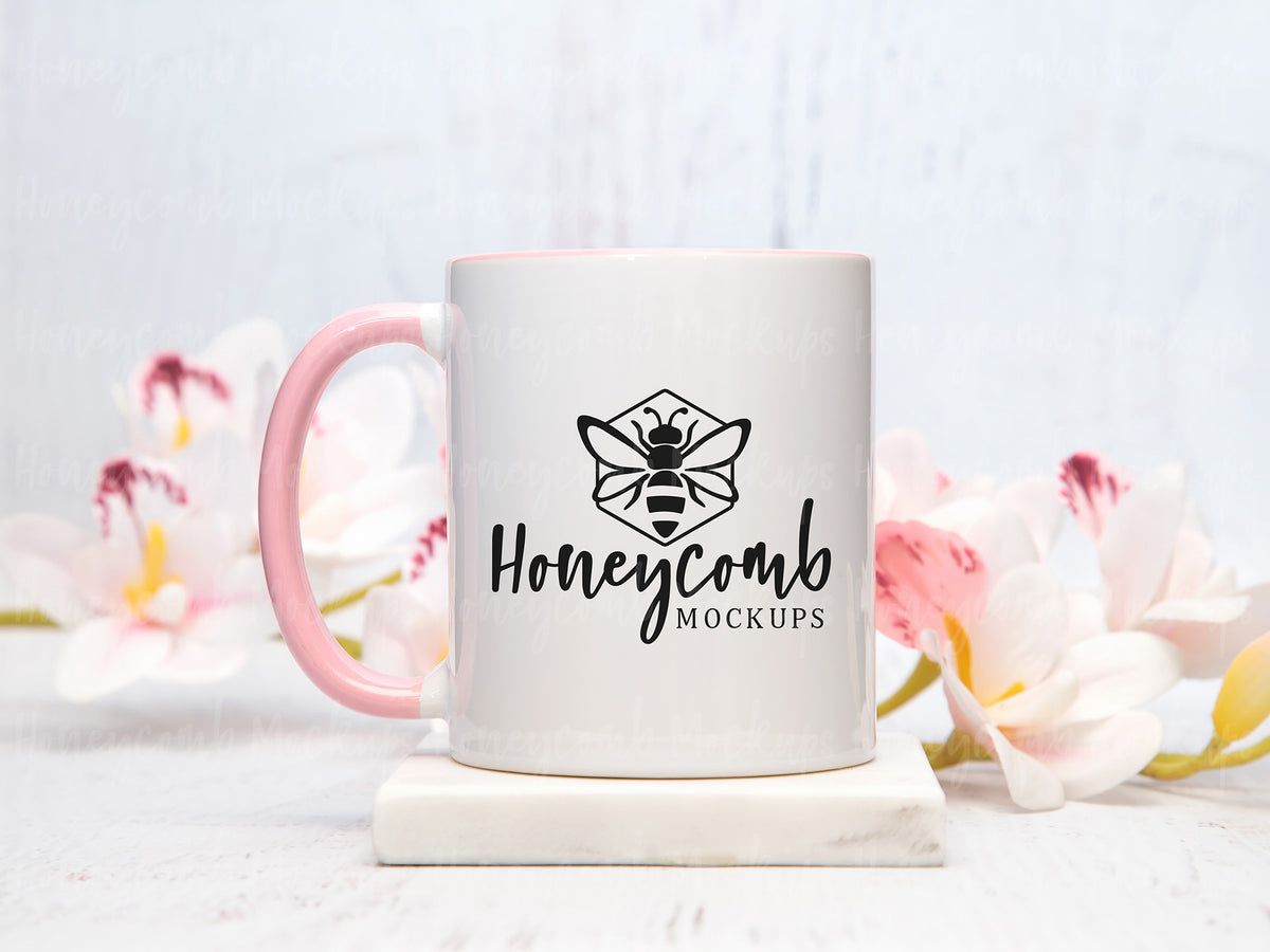 11 Ounce Accent Mug | White/Pink | SKU2689