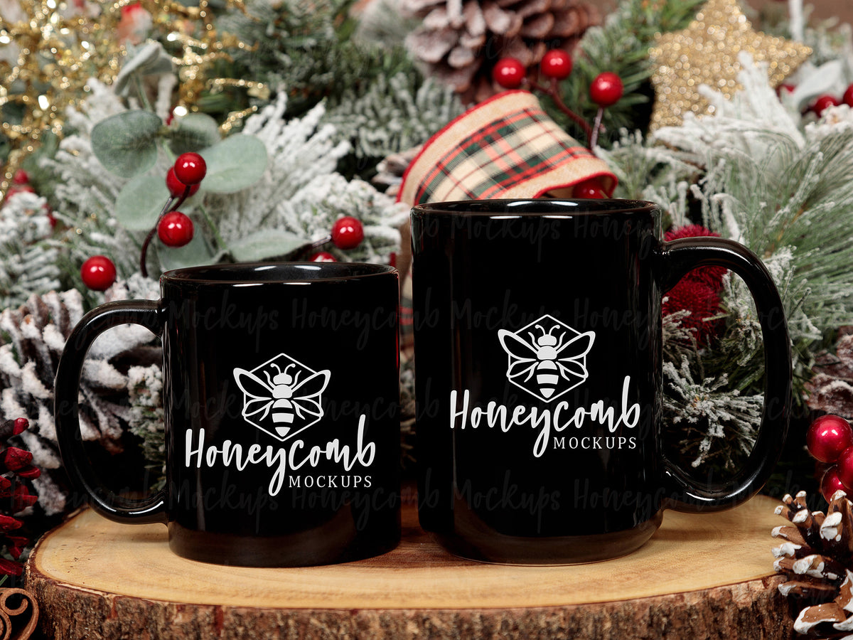 11 and 15 Ounce Mugs | Black | Christmas | SKU2575