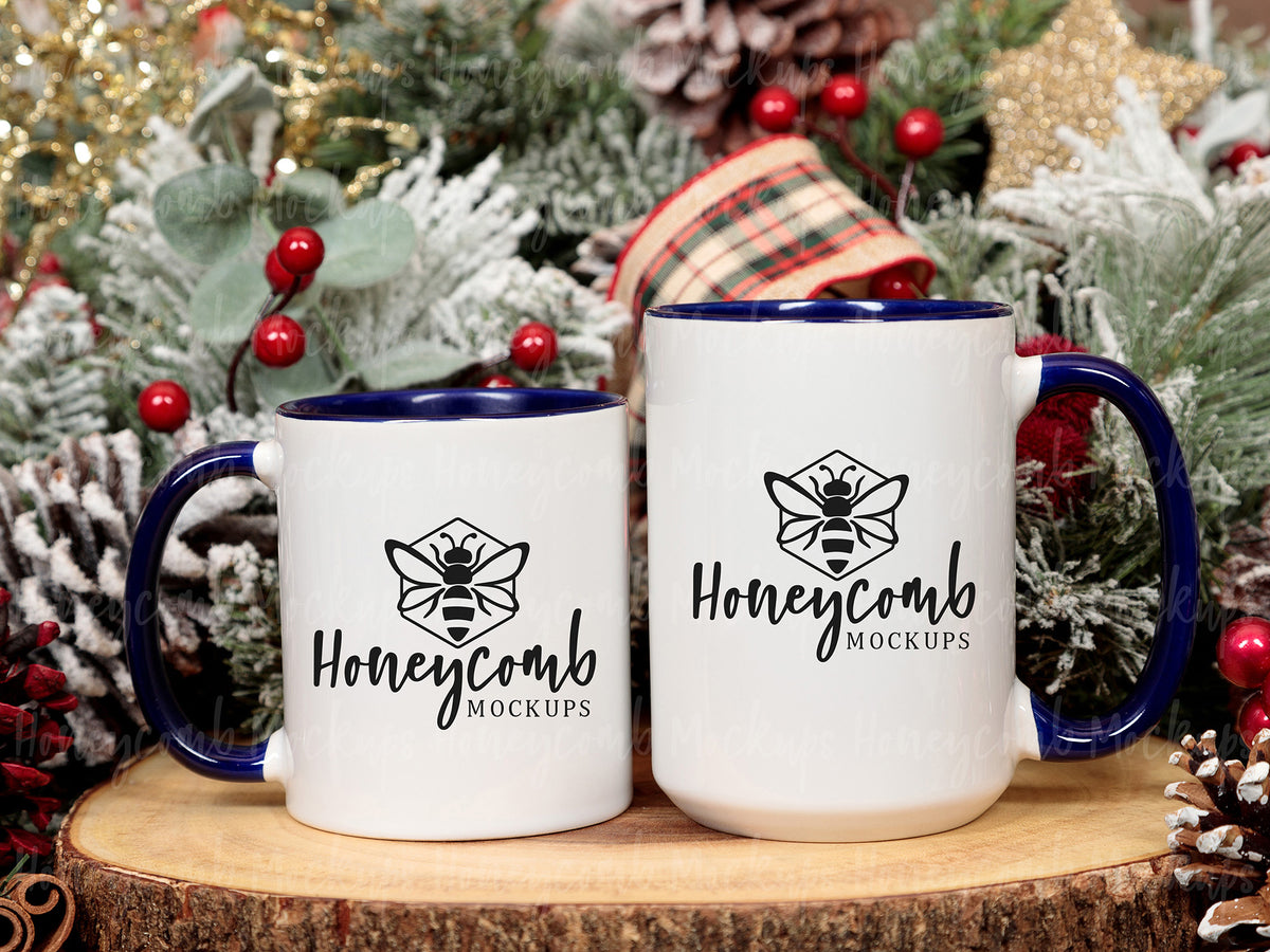 11 and 15 Ounce Accent Mugs | White/Midnight | Christmas | SKU2579