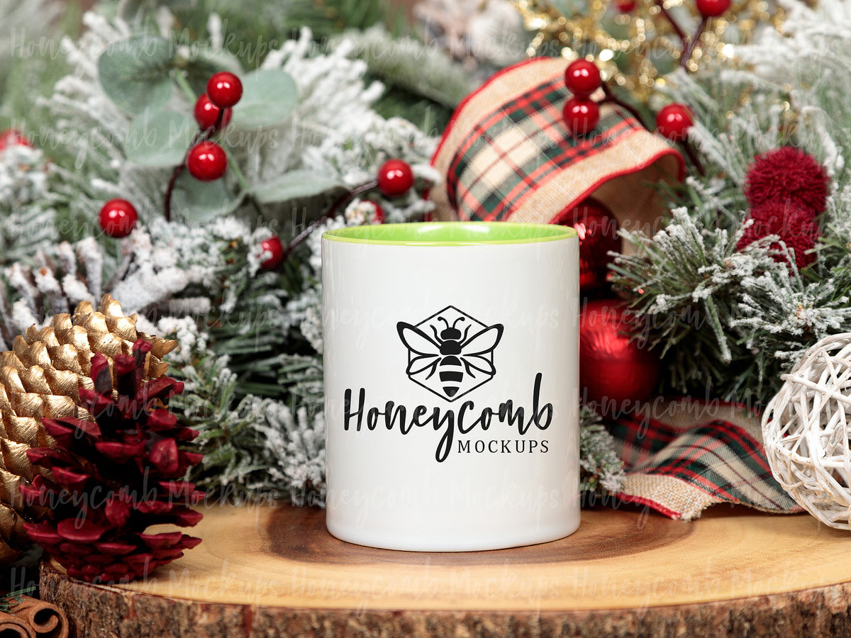 11 Ounce Accent Mug | White/Green | Christmas | SKU2553