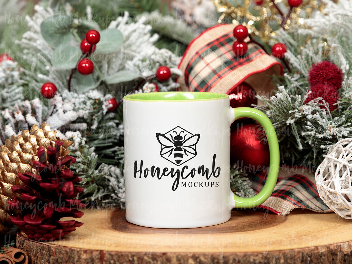 11 Ounce Accent Mug | White/Green | Christmas | SKU2553