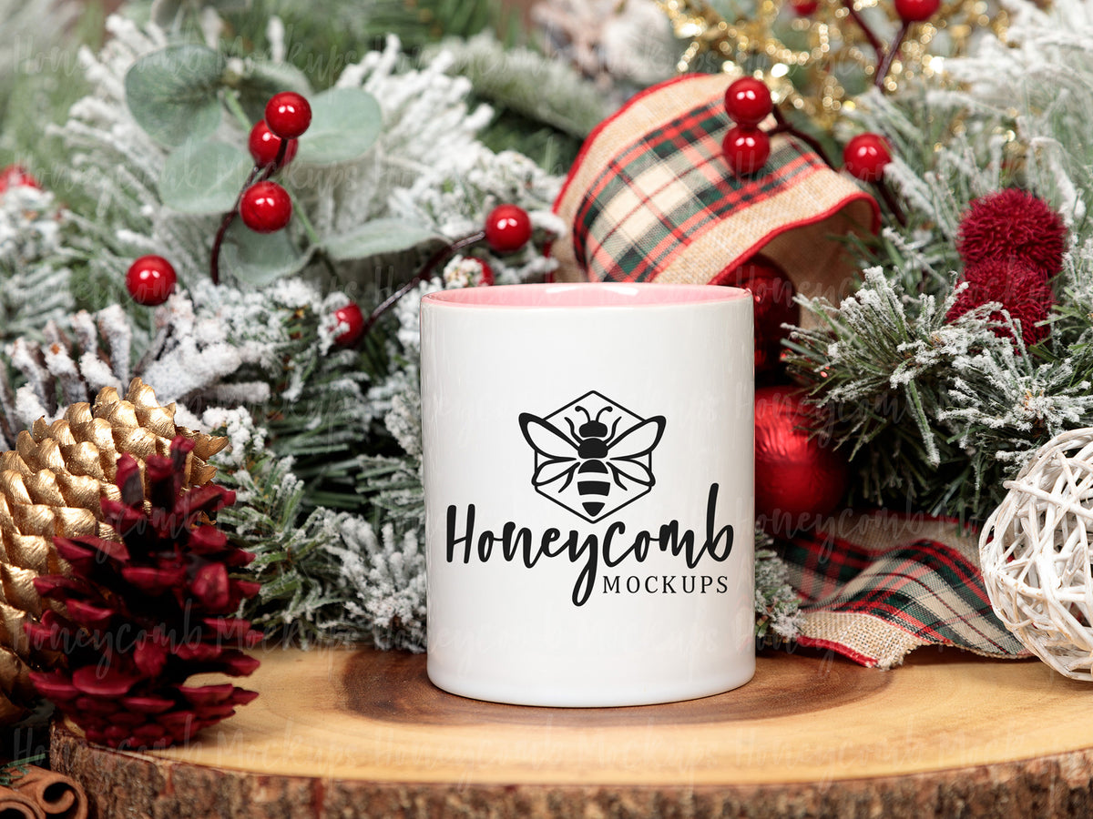 11 Ounce Accent Mug | White/Pink | Christmas | SKU2555