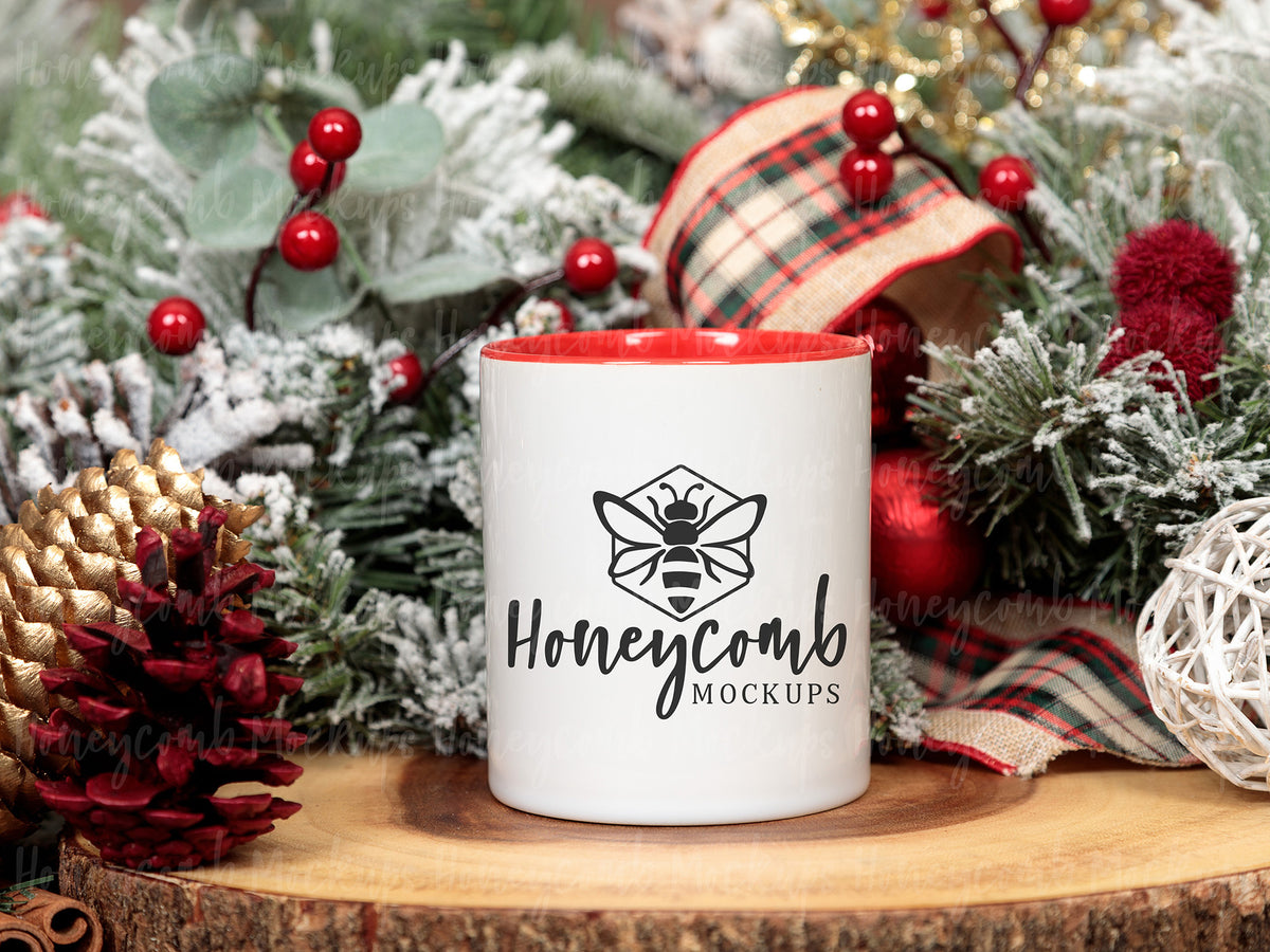 11 Ounce Accent Mug | White/Red | Christmas | SKU2556