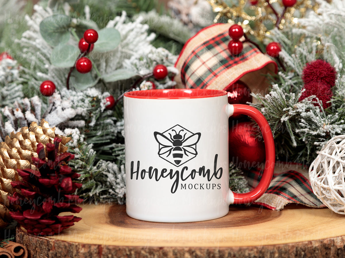 11 Ounce Accent Mug | White/Red | Christmas | SKU2556