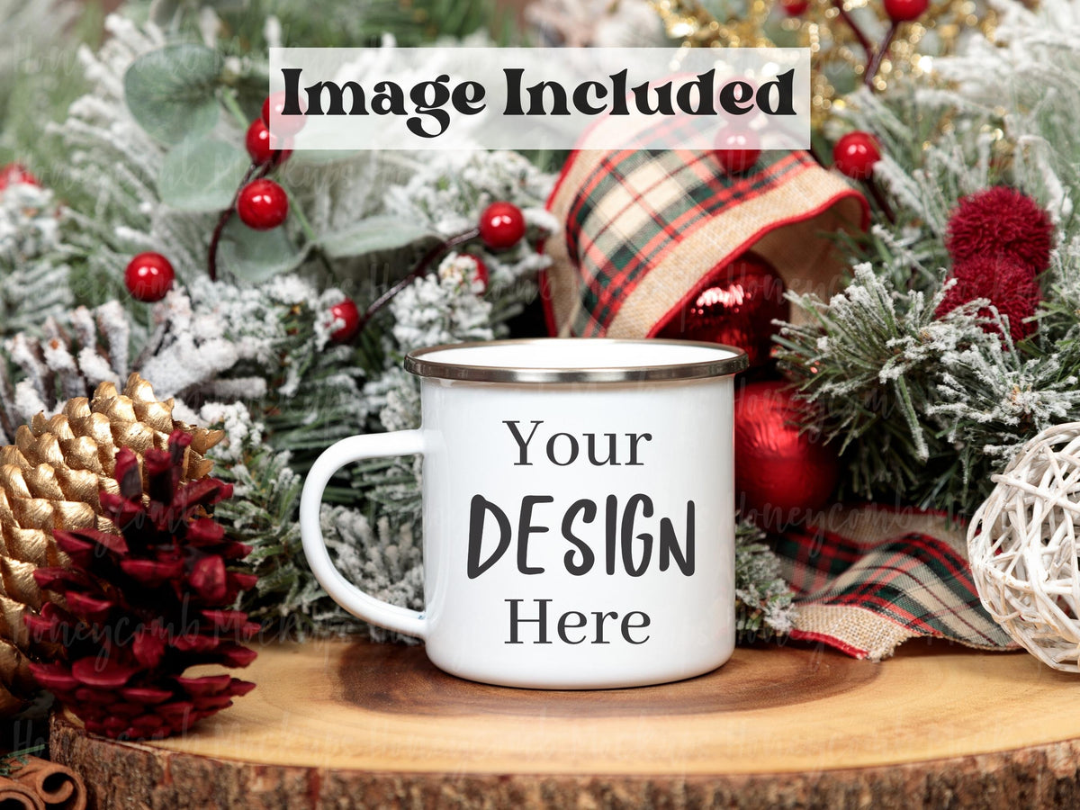 12 Ounce Camping Mug | White/Silver | Christmas | Video Mockups | SKU2623