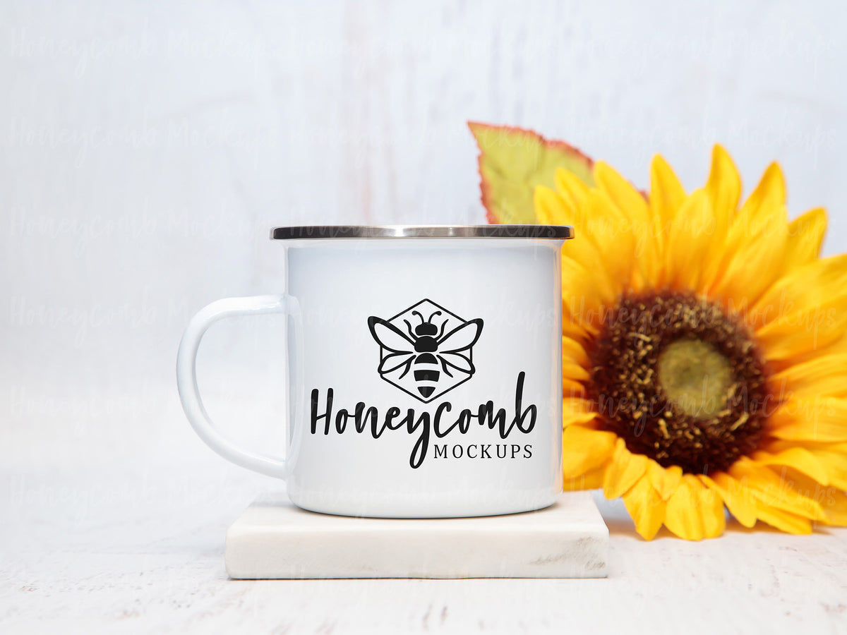 12 Ounce Camping Mug | White/Silver | SKU2719