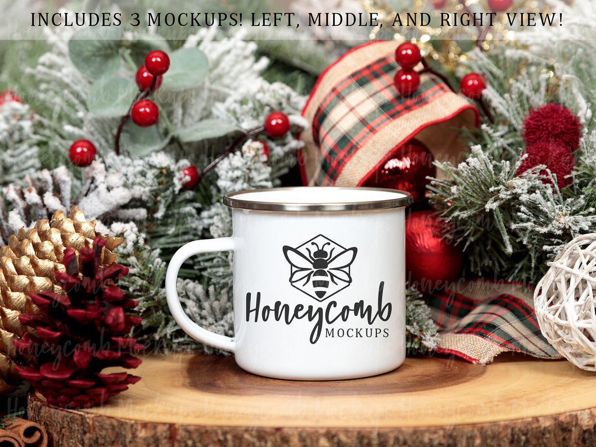 12 Ounce Camping Mug | White/Silver | Christmas | SKU2567