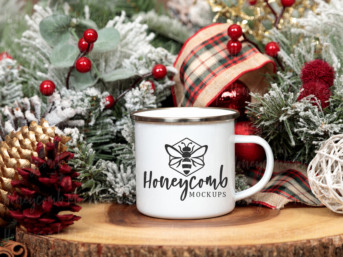 12 Ounce Camping Mug | White/Silver | Christmas | SKU2567