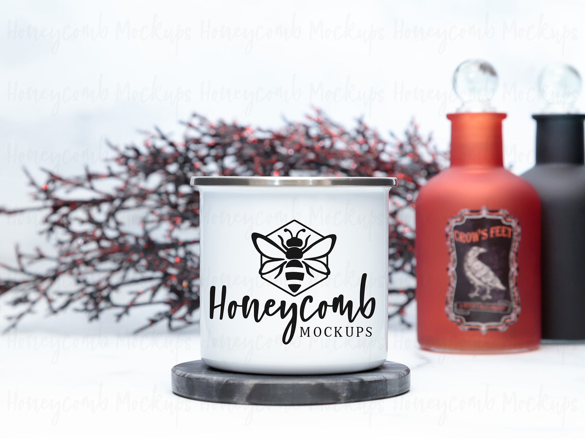 12 Ounce Camping Mug | White/Silver | Halloween | SKU2523