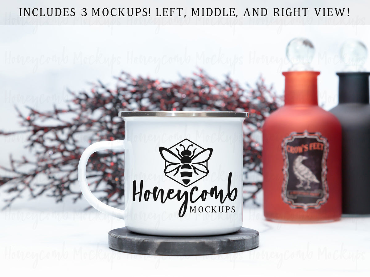 12 Ounce Camping Mug | White/Silver | Halloween | SKU2523