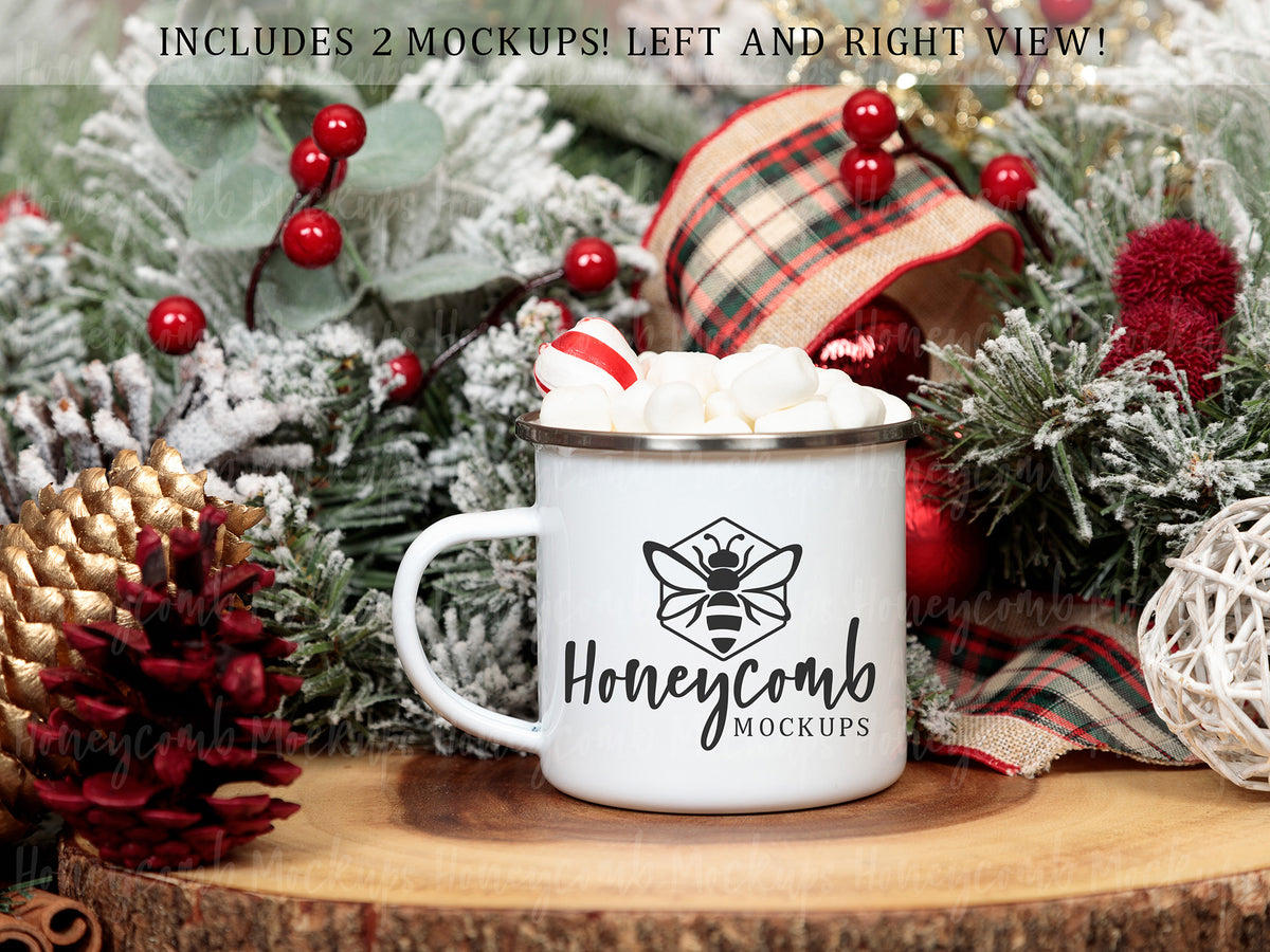 12 Ounce Camping Mug | White/Silver | Christmas | SKU2572