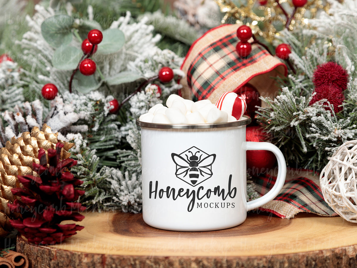 12 Ounce Camping Mug | White/Silver | Christmas | SKU2572