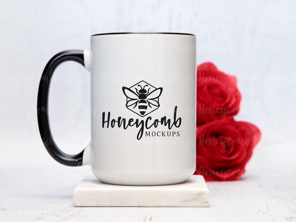 15 Ounce Accent Mug | White/Black | Valentines | SKU2693