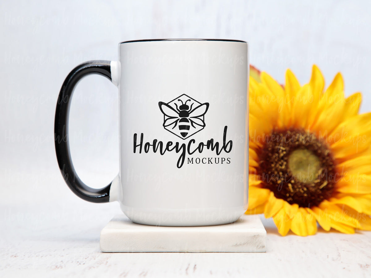 15 Ounce Accent Mug | White/Black | SKU2694