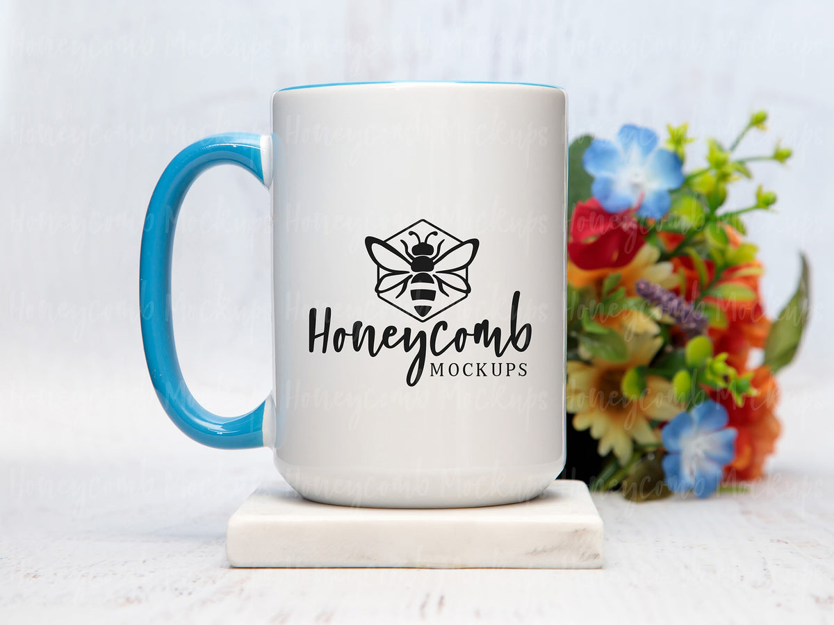 15 Ounce Accent Mug | White/Blue | SKU2695