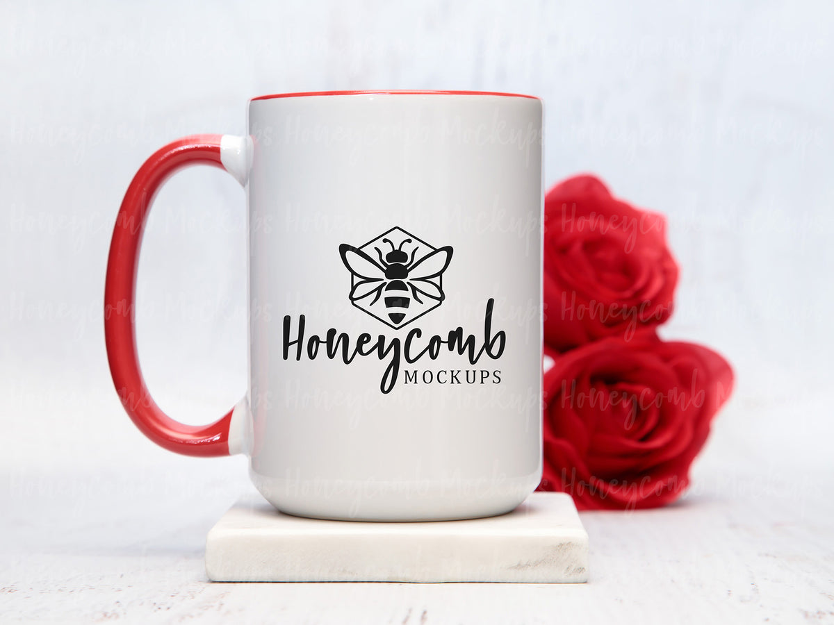15 Ounce Accent Mug | White/Red | Valentines | SKU2701