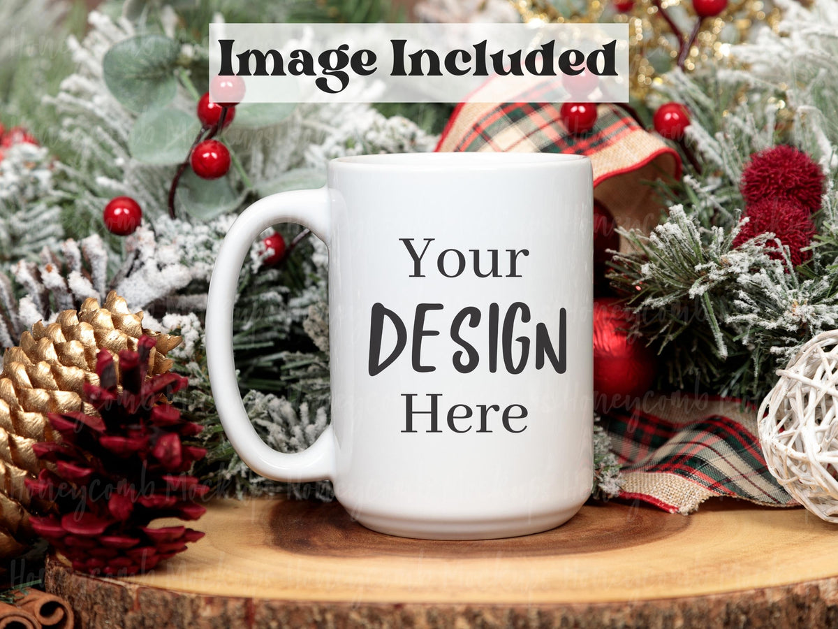15 Ounce Mug | White | Christmas | Video Mockups | SKU2622
