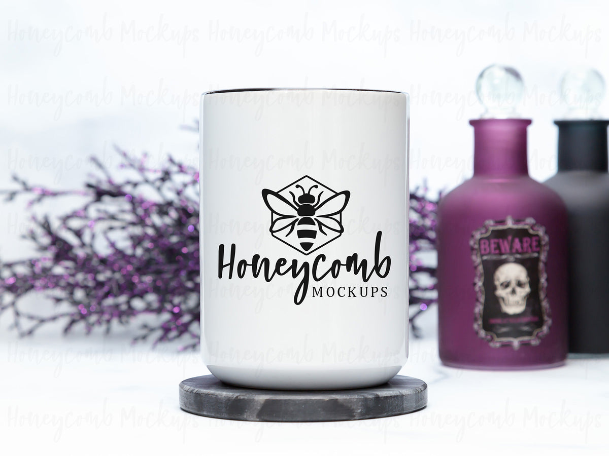 15 Ounce Accent Mug | White/Black | Halloween | SKU2526