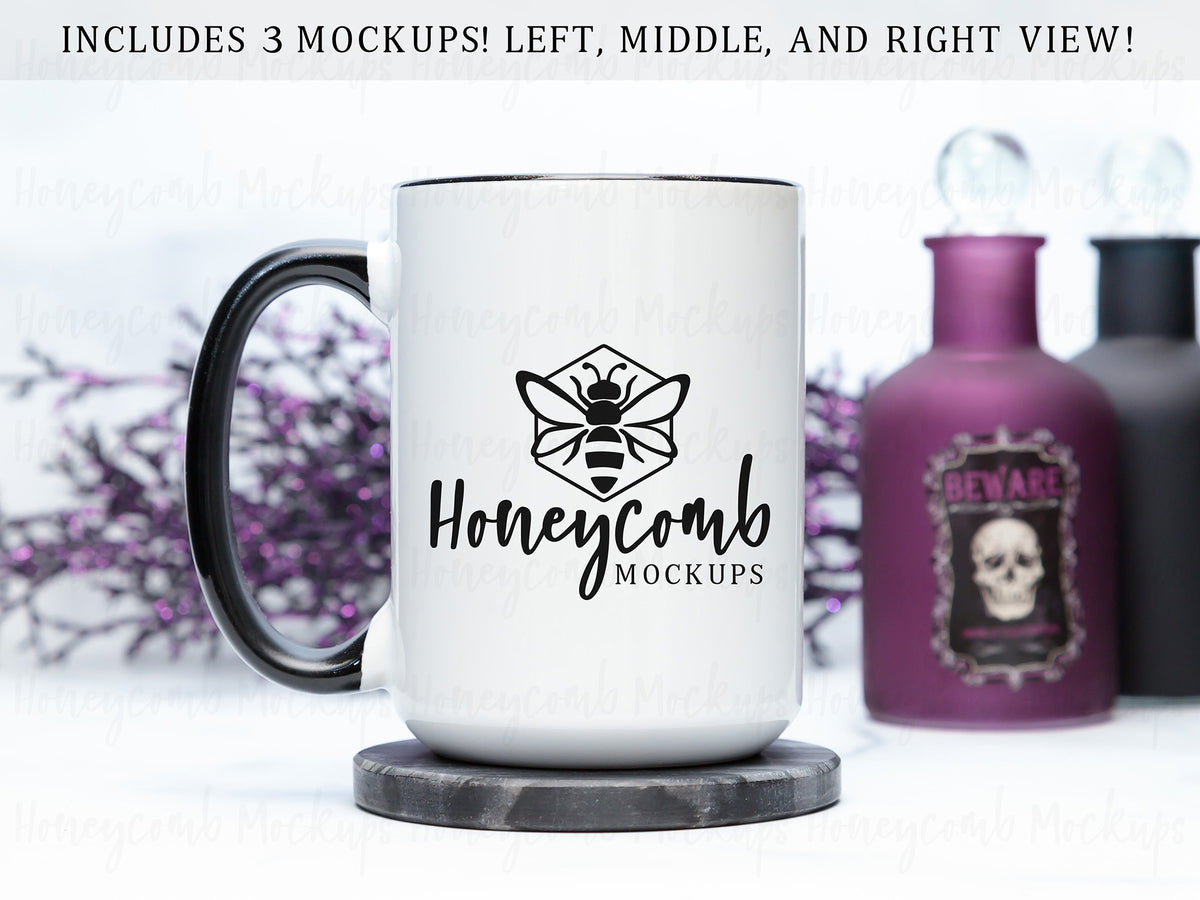 15 Ounce Accent Mug | White/Black | Halloween | SKU2526