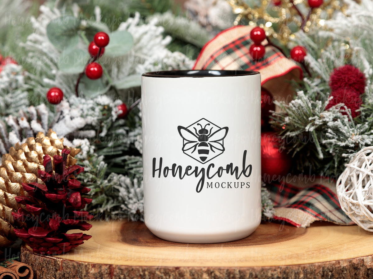 15 Ounce Accent Mug | White/Black | Christmas | SKU2557