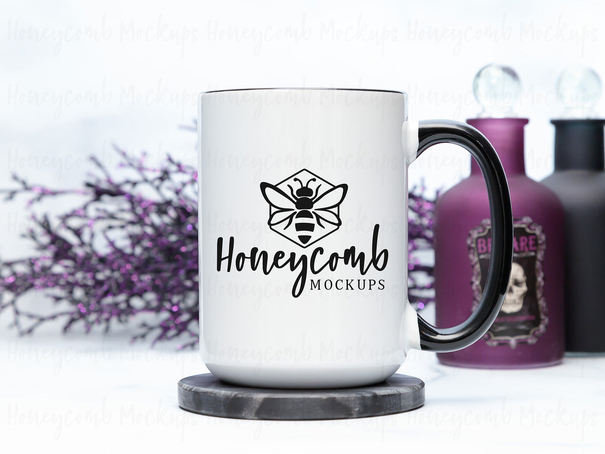 15 Ounce Accent Mug | White/Black | Halloween | SKU2526