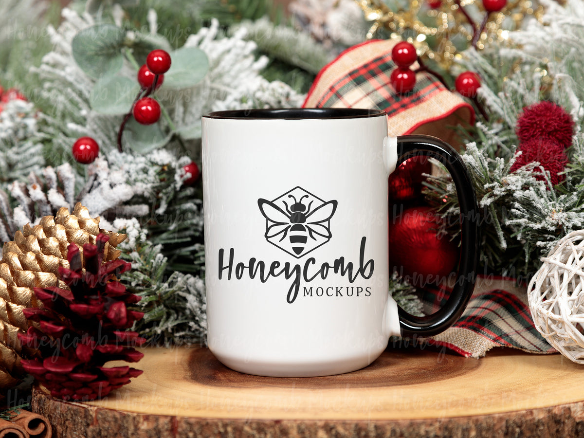 15 Ounce Accent Mug | White/Black | Christmas | SKU2557
