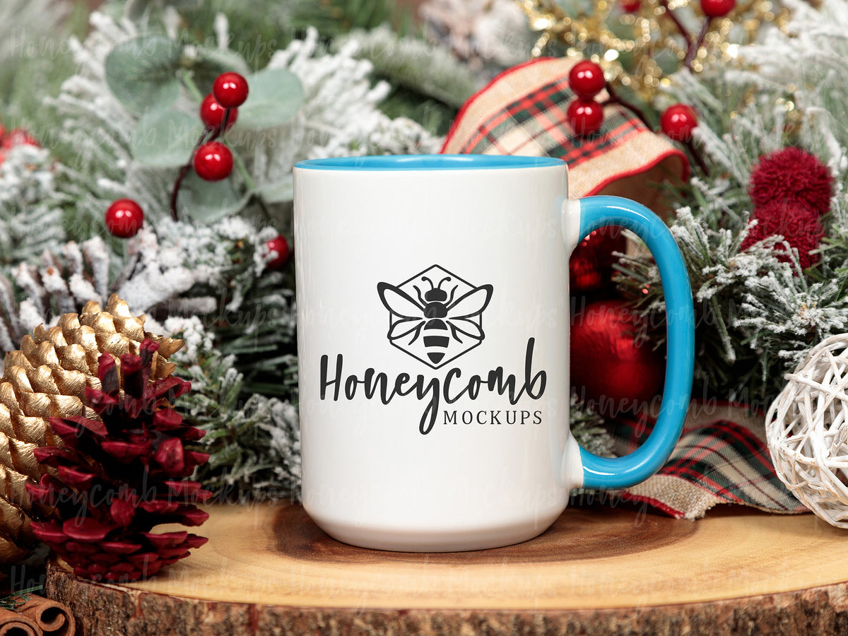 15 Ounce Accent Mug | White/Blue | Christmas | SKU2558