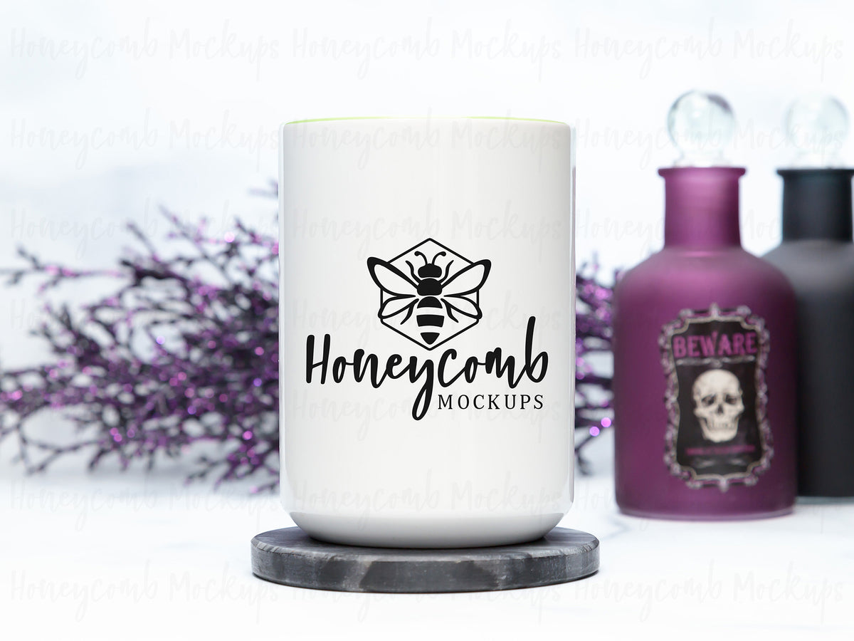 15 Ounce Accent Mug | White/Green | Halloween | SKU2527
