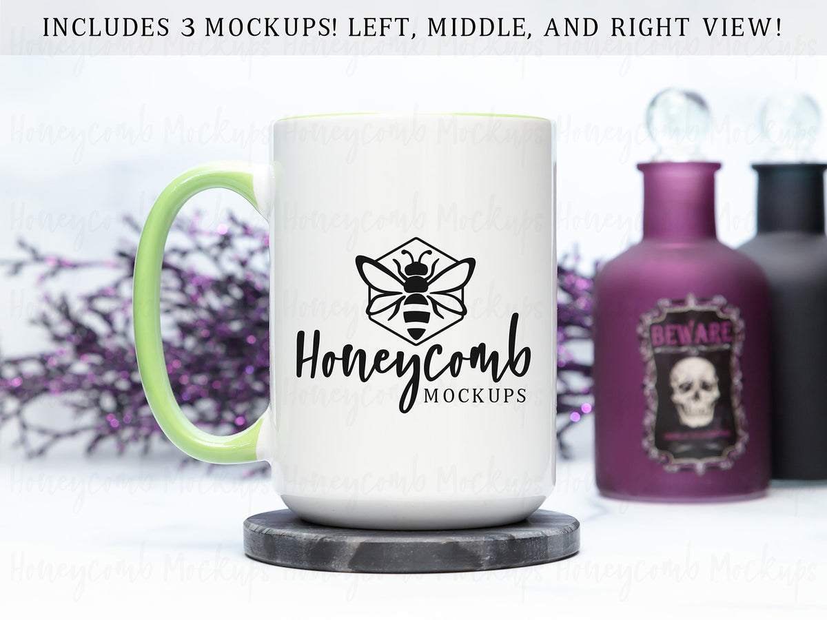 15 Ounce Accent Mug | White/Green | Halloween | SKU2527