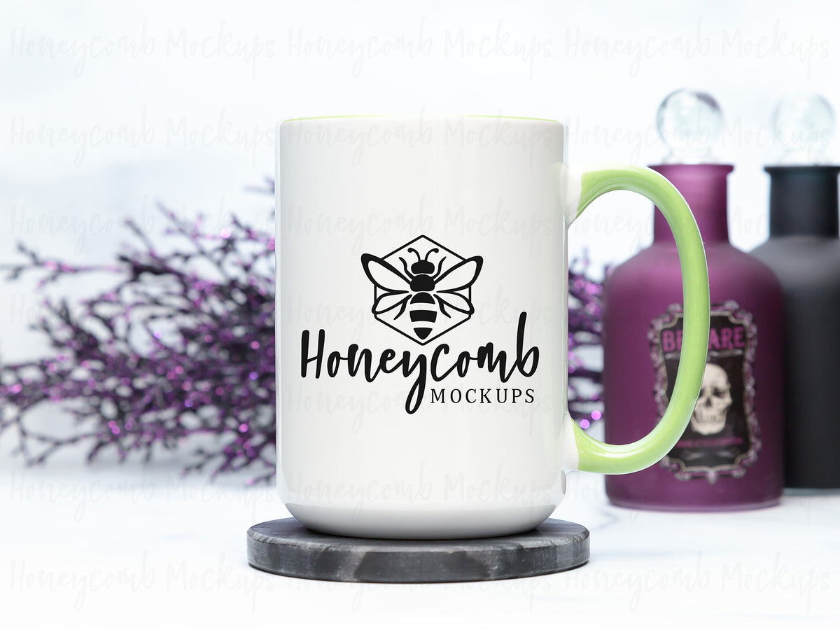 15 Ounce Accent Mug | White/Green | Halloween | SKU2527