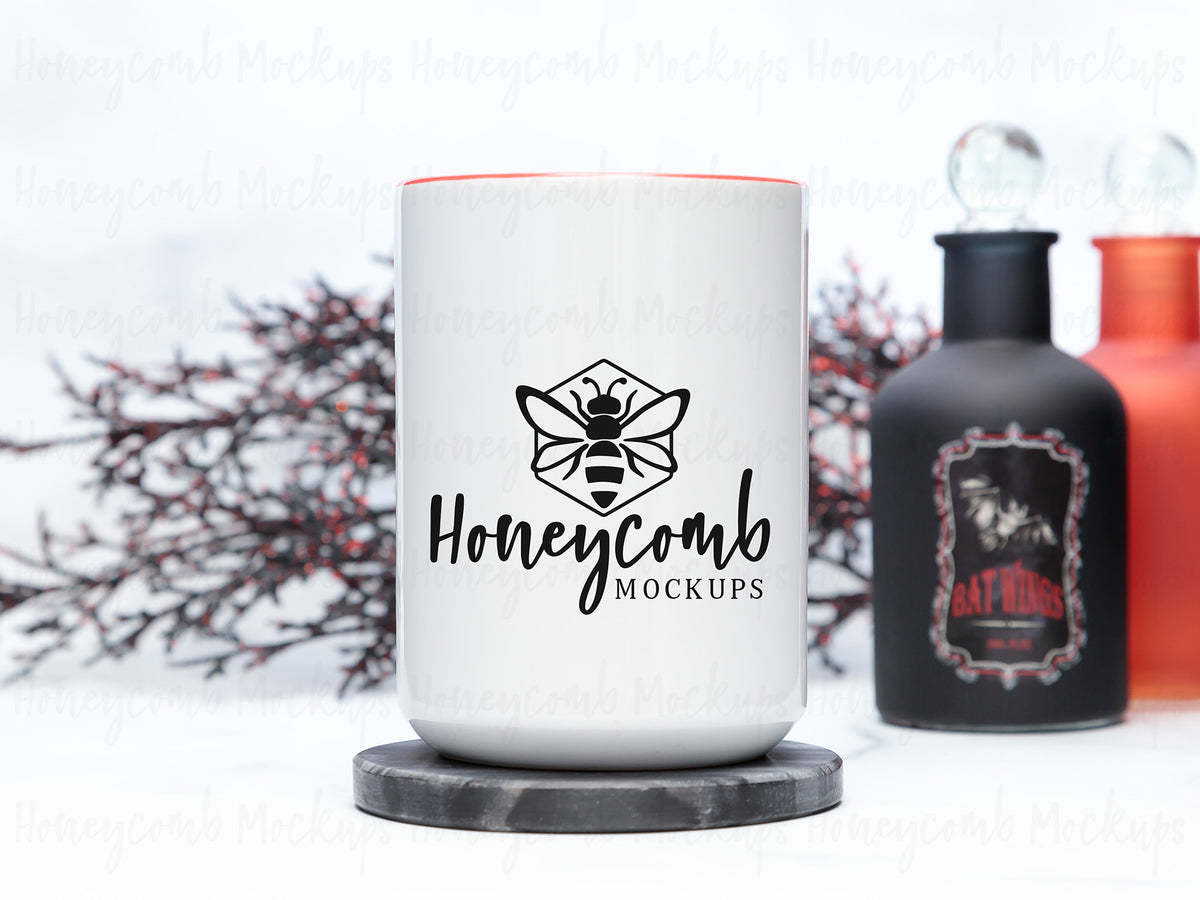 15 Ounce Accent Mug | White/Red | Halloween | SKU2529