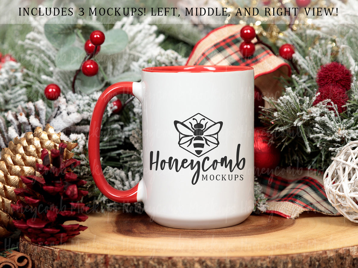 15 Ounce Accent Mug | White/Red | Christmas | SKU2562