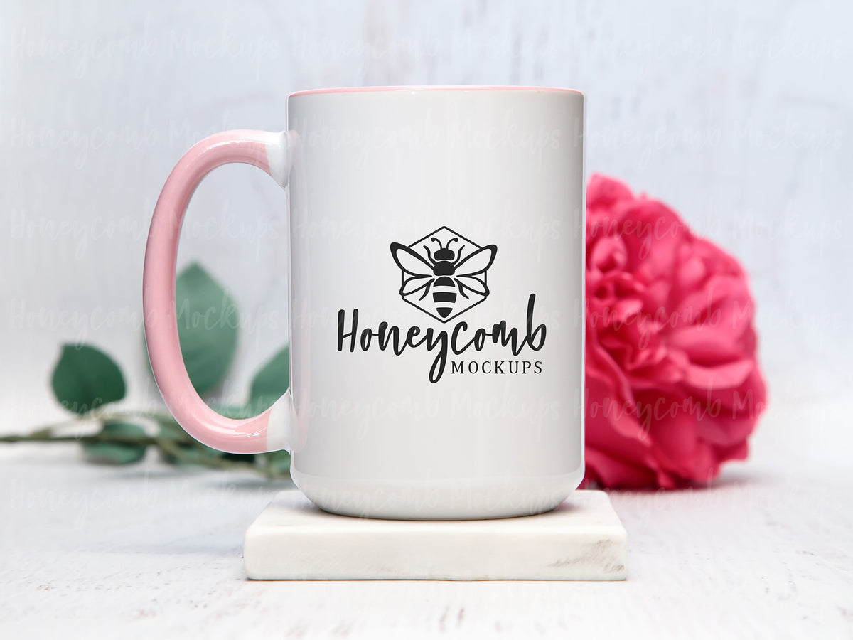 15 Ounce Accent Mug | White/Pink | Valentines | SKU2716