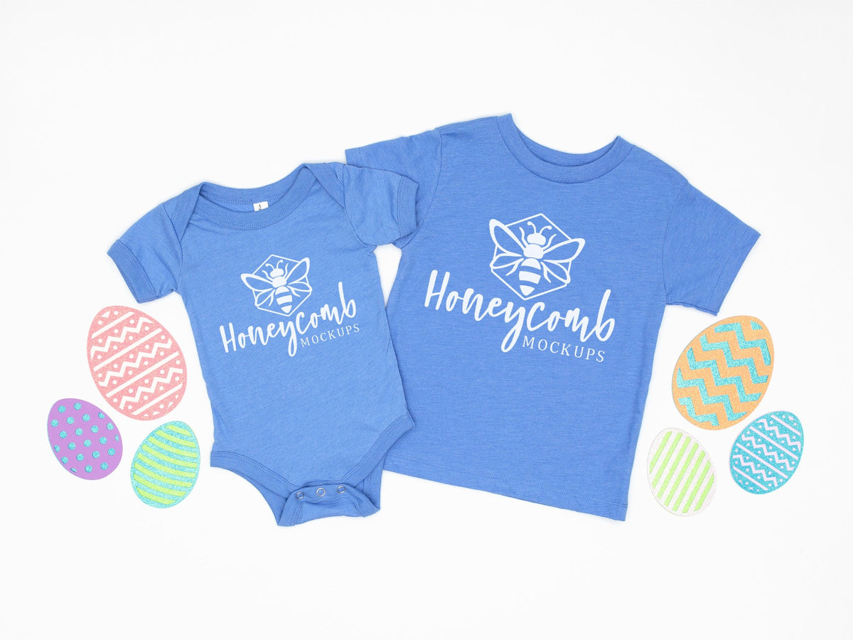 Bella Canvas 100B and 3001T | Heather Columbia Blue | Easter | Siblings | SKU1087
