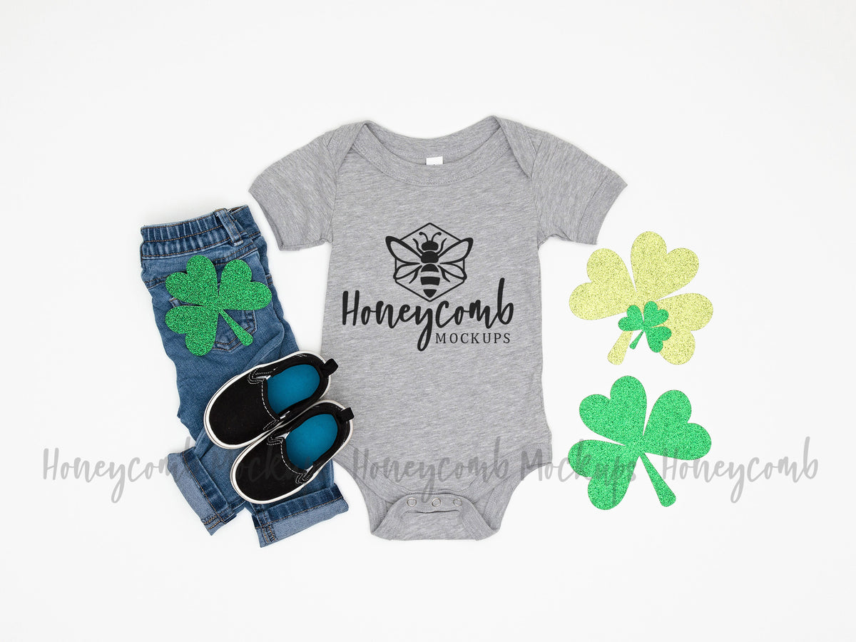 Bella Canvas 100B Bodysuit | Athletic Heather | St Patricks Day | SKU2053