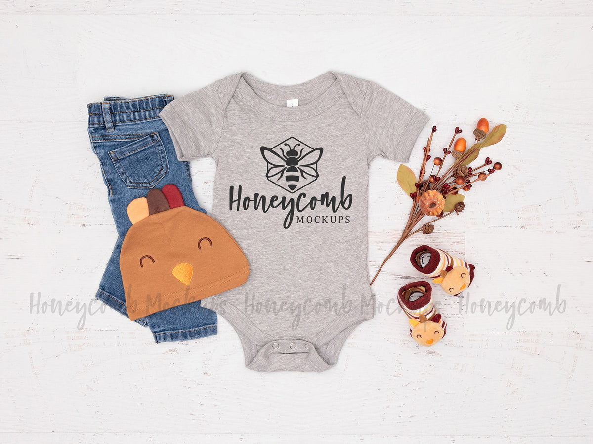 Bella Canvas 100B Bodysuit | Athletic Heather | Thanksgiving | SKU1790