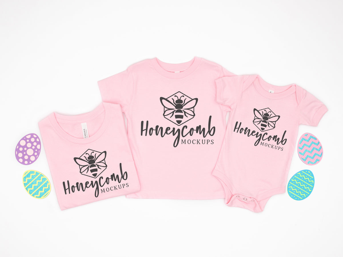 Bella Canvas 3001, 3001T, and 100B  | Pink | Easter | Mommy and Me Trio | SKU1093