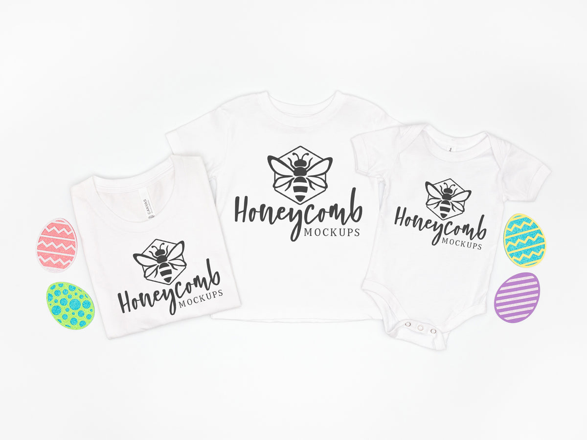 Bella Canvas 3001, 3001T, and 100B  | White | Easter | Mommy and Me Trio | SKU1096