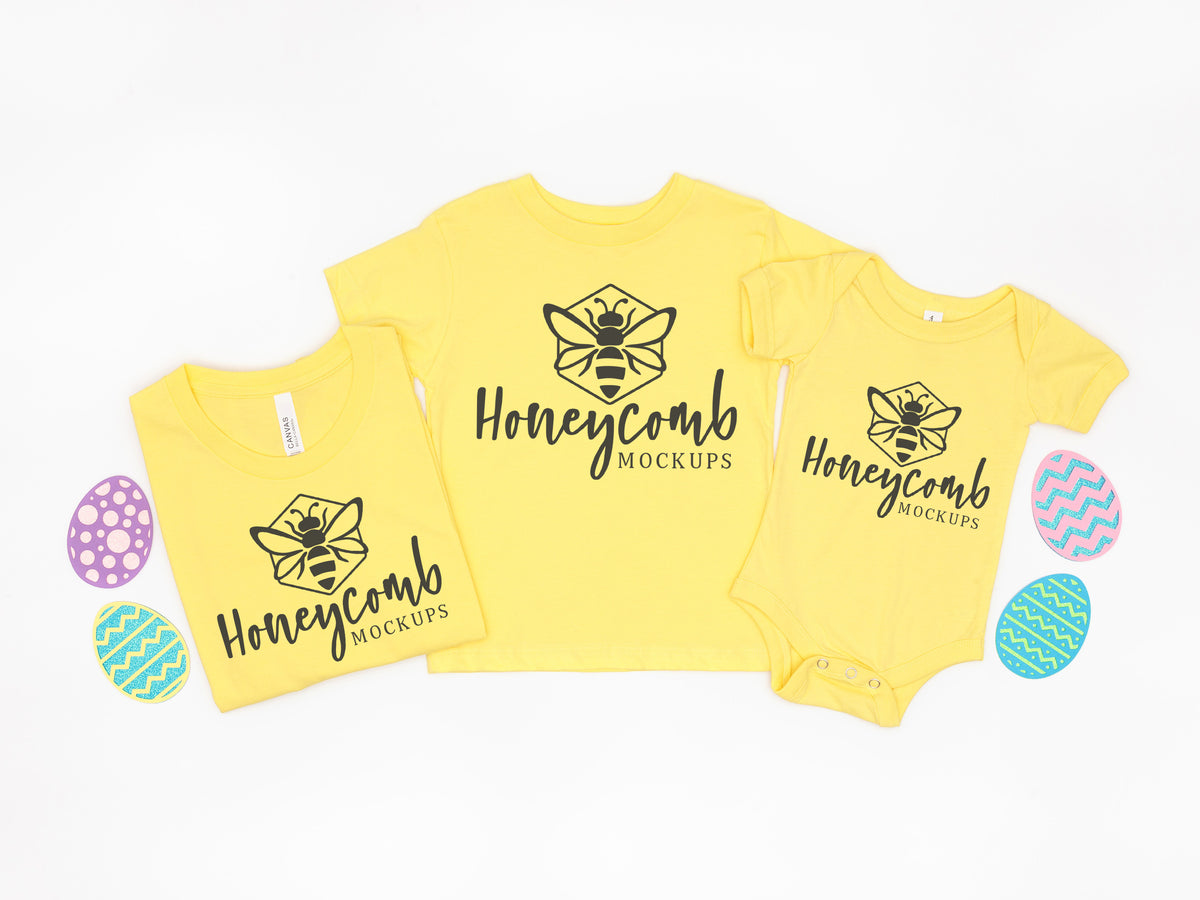 Bella Canvas 3001, 3001T, and 100B  | Yellow | Easter | Mommy and Me Trio | SKU1098